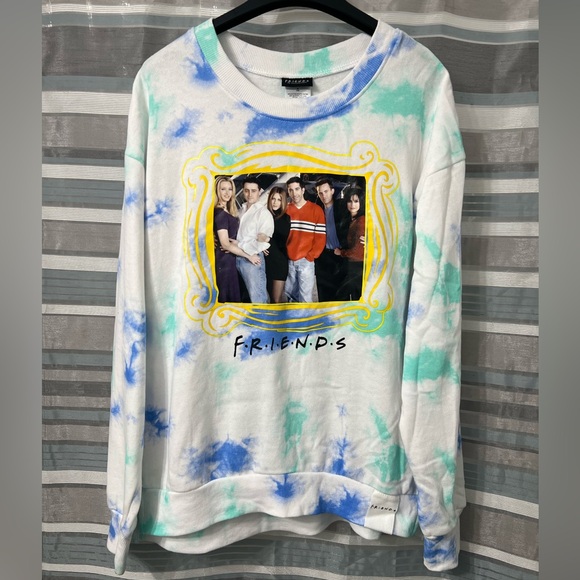 FRIENDS Tops - Friends Cast Juniors Tie-dye Graphic Sweatshirt